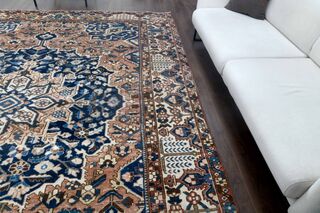 Rose Gold & Blue Persian Woven Wool Carpet - Thumbnail