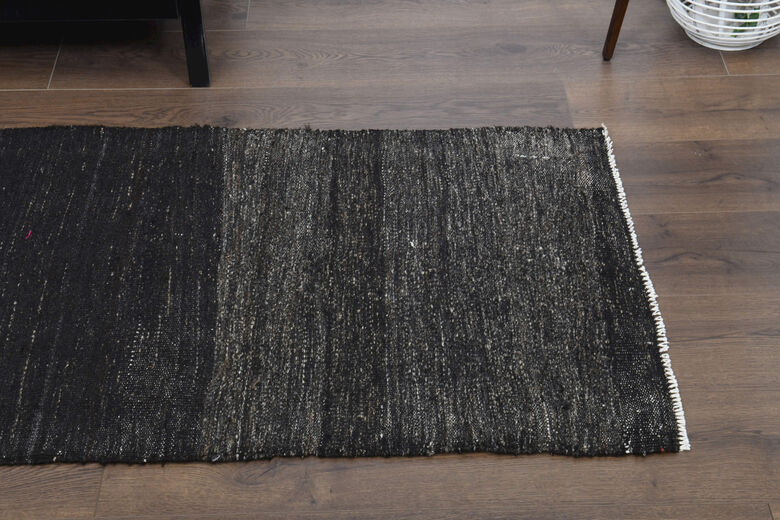 Flatweave Black Runner Rug