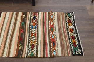 Colorful Flatweave Striped Rug - Thumbnail