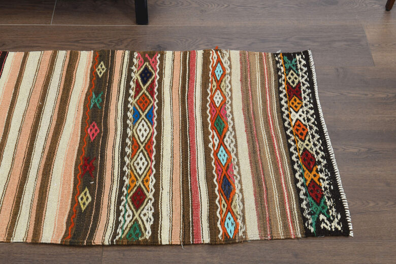 Colorful Flatweave Striped Rug