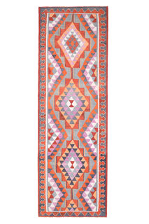 Turkish Ethnic Kilim Runner Rug - Thumbnail