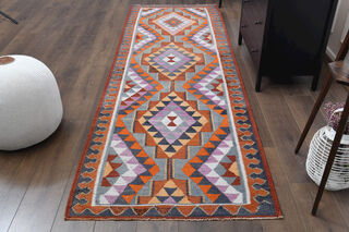 Turkish Ethnic Kilim Runner Rug - Thumbnail