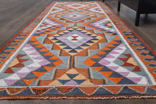 Turkish Ethnic Kilim Runner Rug - Thumbnail