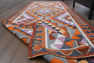 Turkish Ethnic Kilim Runner Rug - Thumbnail