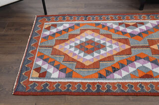 Turkish Ethnic Kilim Runner Rug - Thumbnail