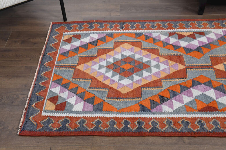 Turkish Ethnic Kilim Runner Rug