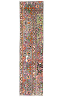 Multi-Colored Floral Vintage Runner Rug - Thumbnail