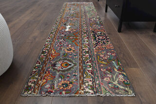 Multi-Colored Floral Vintage Runner Rug - Thumbnail