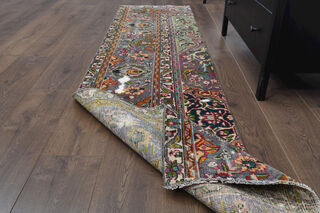 Multi-Colored Floral Vintage Runner Rug - Thumbnail