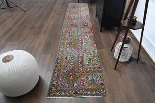 Multi-Colored Turkish Runner Rug - Thumbnail