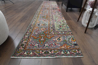 Multi-Colored Turkish Runner Rug - Thumbnail