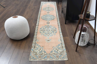 Vintage Turkish Medallion Runner Rug - Thumbnail