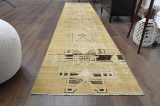 Neutral Turkish Runner Rug - Thumbnail