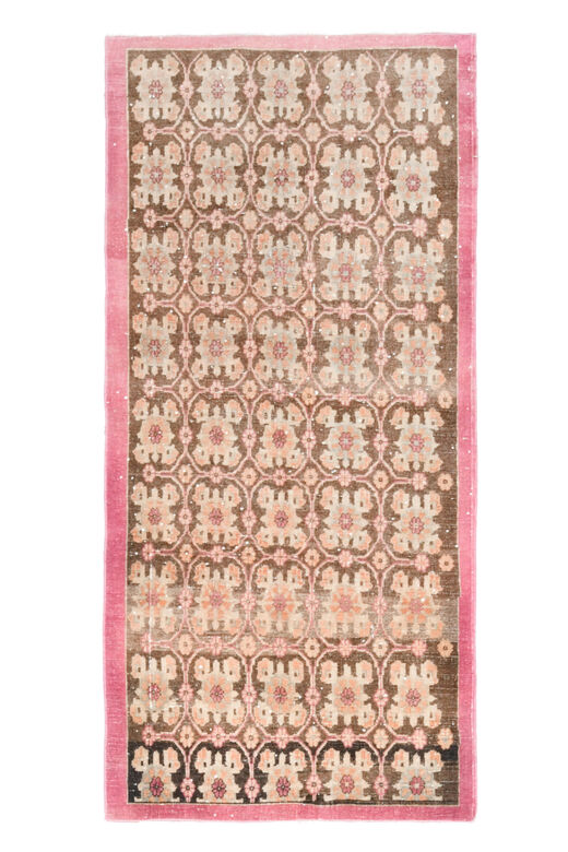 Pink Bordered Brown Carpet