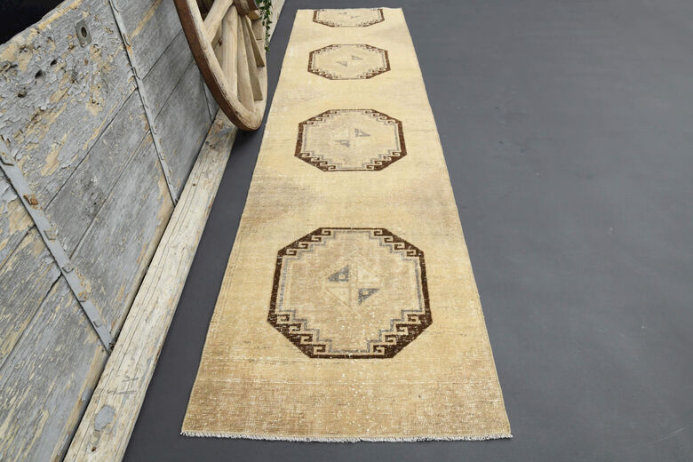 Neutral Oushak Runner Rug