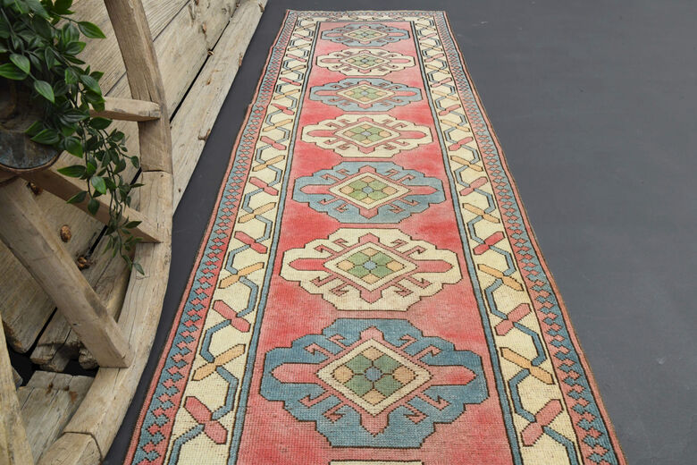 Hand-Knotted Anatolian Turkish Long Runner Rug