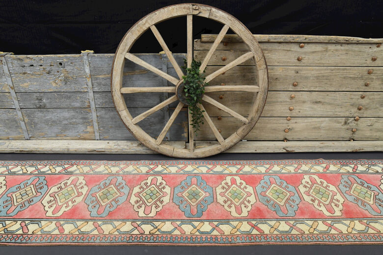 Hand-Knotted Anatolian Turkish Long Runner Rug