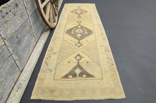 Neutral Turkish Runner Rug - Thumbnail