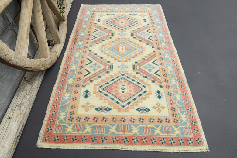Vintage Handwoven Wool Carpet