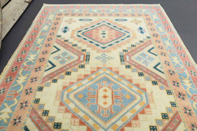 Vintage Handwoven Wool Carpet