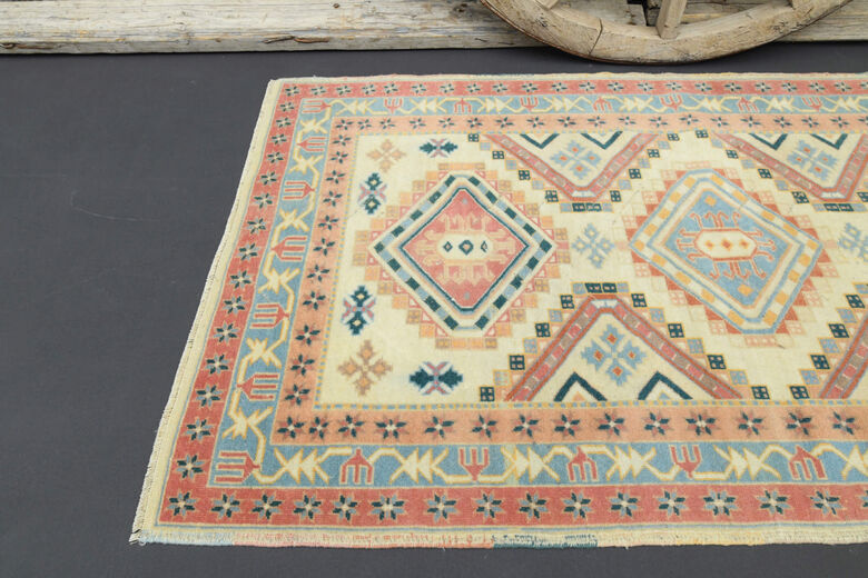 Vintage Handwoven Wool Carpet