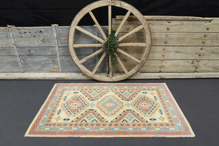 Vintage Handwoven Wool Carpet - Thumbnail