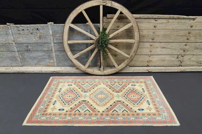 Vintage Handwoven Wool Carpet