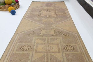 Neutral Turkish Runner Rug - Thumbnail