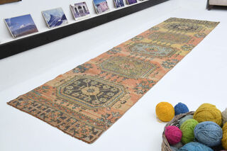 Turkish Vintage Runner Rug - Thumbnail