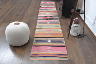 Kilim Vintage Runner Rug - Thumbnail