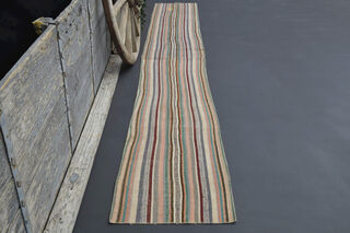Striped Kilim Runner Rug - Thumbnail