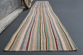 Striped Kilim Runner Rug - Thumbnail