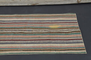 Striped Kilim Runner Rug - Thumbnail