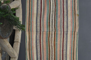 Striped Kilim Runner Rug - Thumbnail