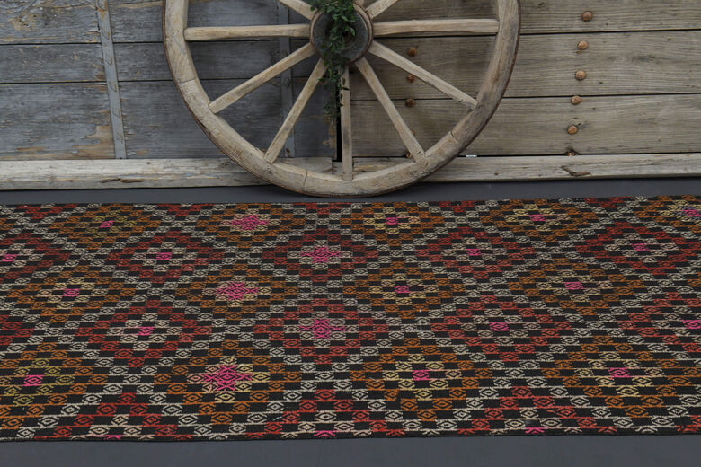 Turkish Vintage Flatweave Runner Rug