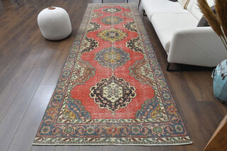 Turkish Vintage Oriental Runner Rug - Thumbnail