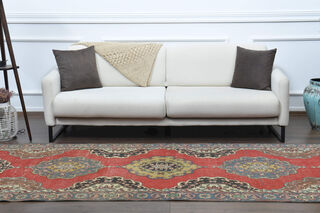 Turkish Vintage Oriental Runner Rug - Thumbnail