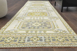 Green Floral Turkish Runner Rug - Thumbnail