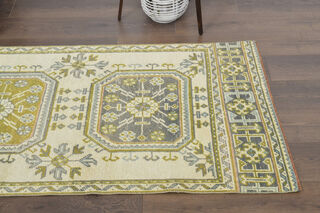 Green Floral Turkish Runner Rug - Thumbnail