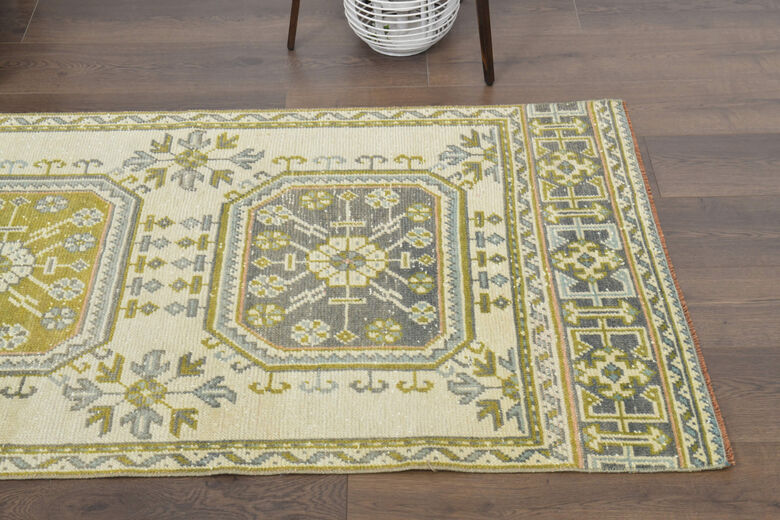 Green Floral Turkish Runner Rug