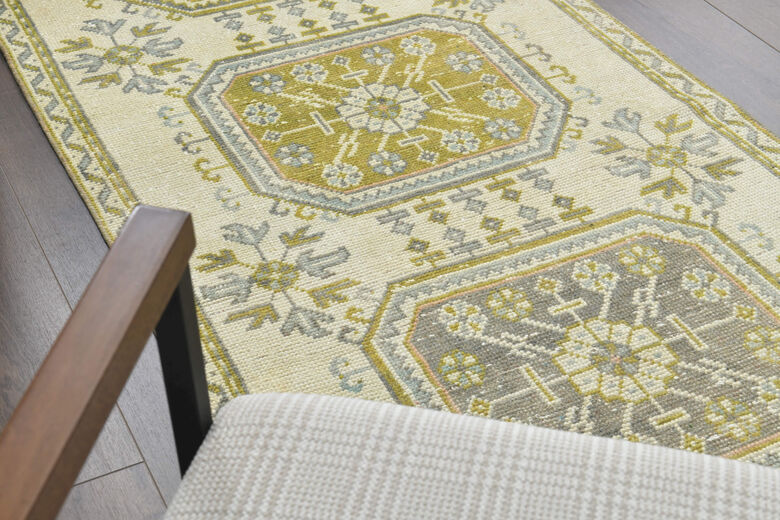 Green Floral Turkish Runner Rug