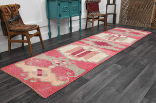 Eagle - Pink Hand-Knotted Runner Rug - Thumbnail