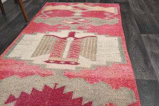 Eagle - Pink Hand-Knotted Runner Rug - Thumbnail