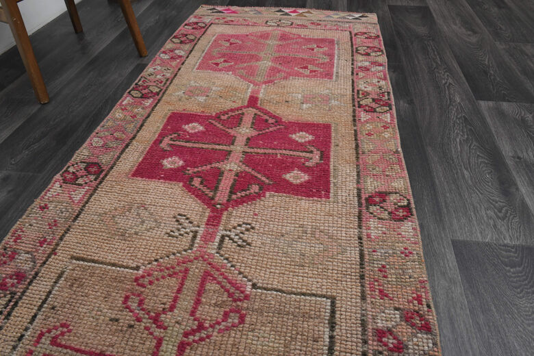 Hand-Knotted Vintage Runner Rug