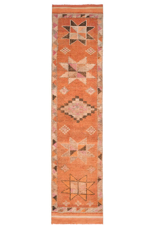 Hand-Knotted Vintage Runner Rug