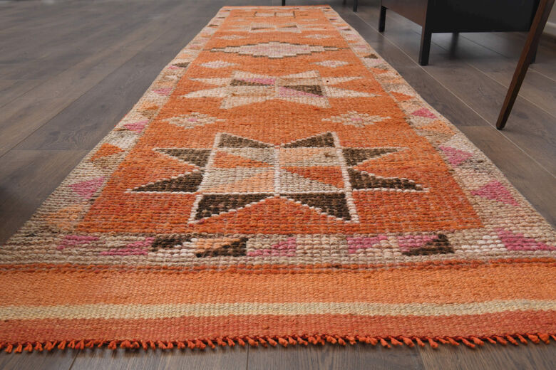 Hand-Knotted Vintage Runner Rug