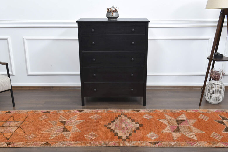 Hand-Knotted Vintage Runner Rug