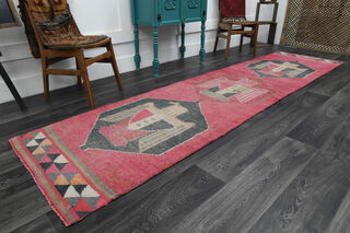 Turkish Vintage Runner Rug - Thumbnail