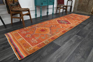 Turkish Vintage Runner Rug - Thumbnail