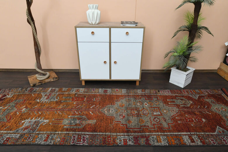 Hand-Knotted Vintage Runner Rug